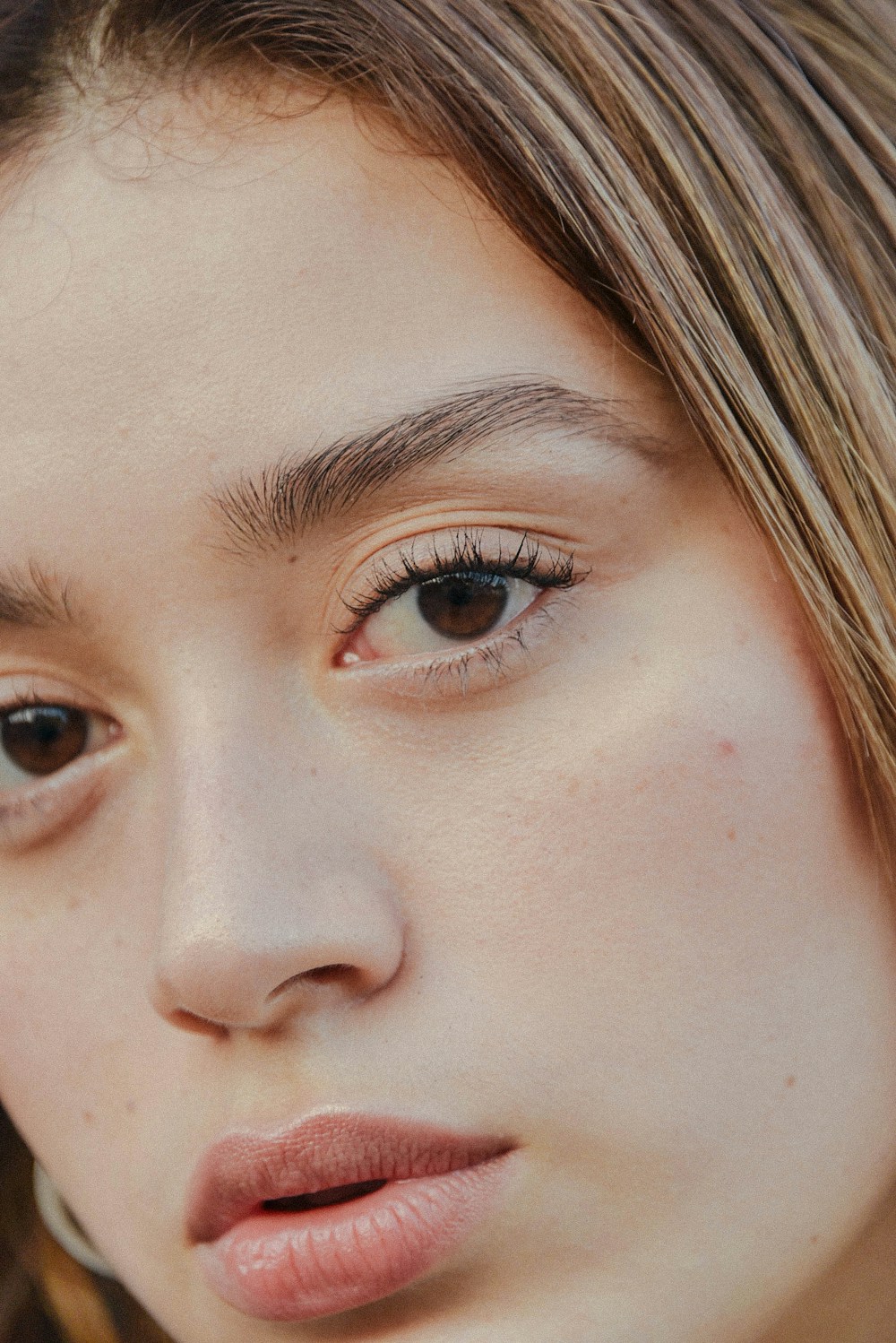 Editorial inspiration: a close-up of natural skin and freckles